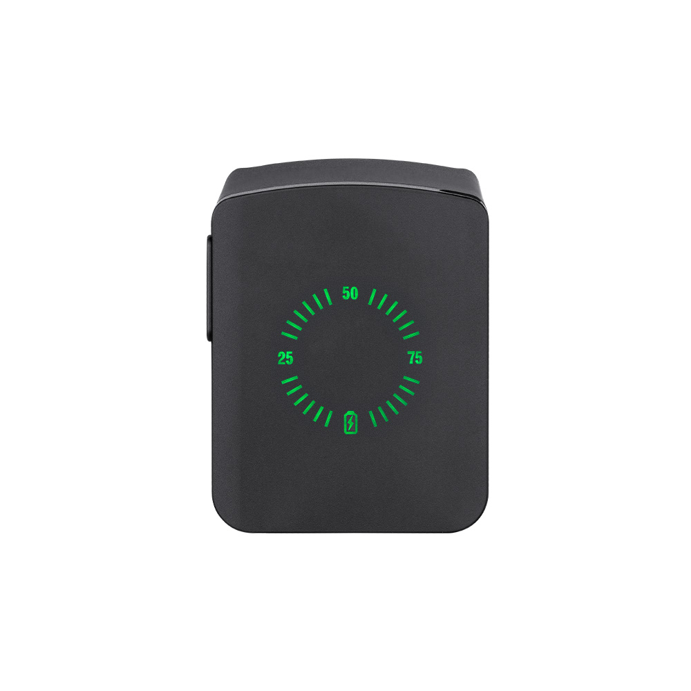 Olight Black Osight X front view portable power bank with green battery level display.