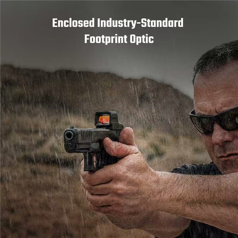 Osight XE Red Dot Sight on Pistol, Enclosed Standard Footprint Optic for Tactical Shooting in Rain