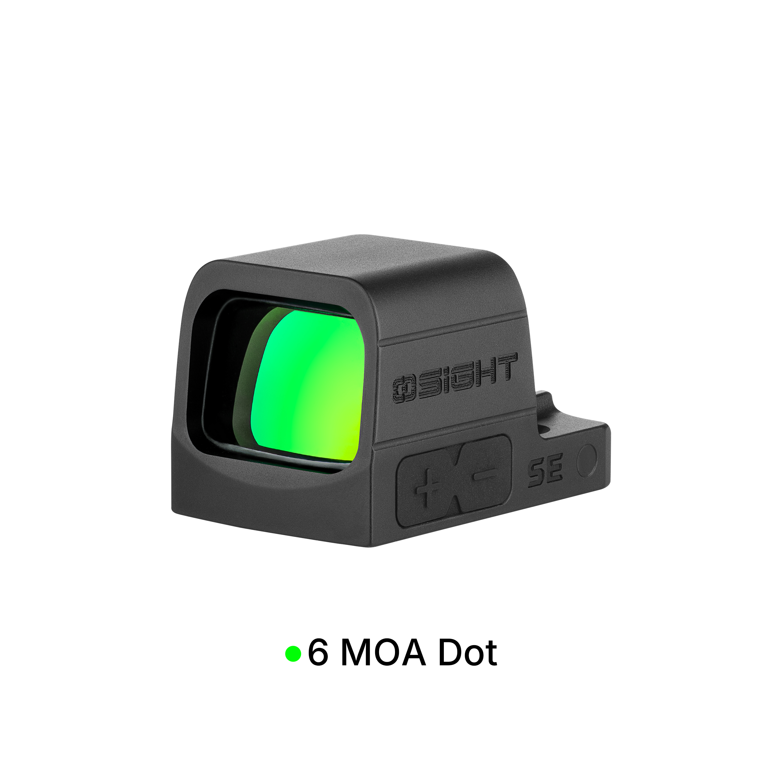 Olight Black Osight SE 6MOA GN Red Dot Sight, 3/4 view, with green 6 MOA dot for pistol and tactical aiming.