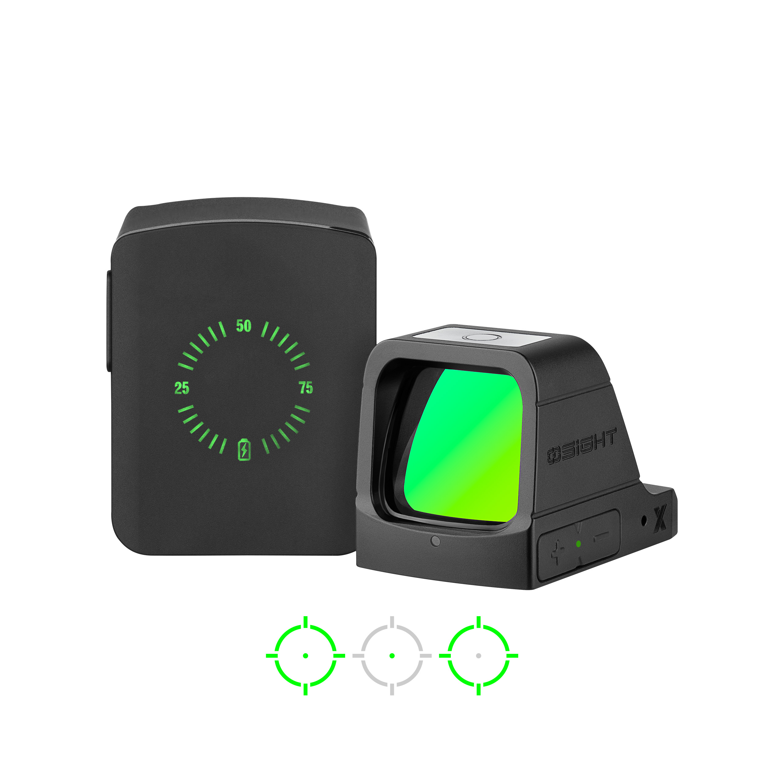 Olight Black Osight X GN Red Dot Sight with Green Illuminated Display and Charging Case for Precision Aiming