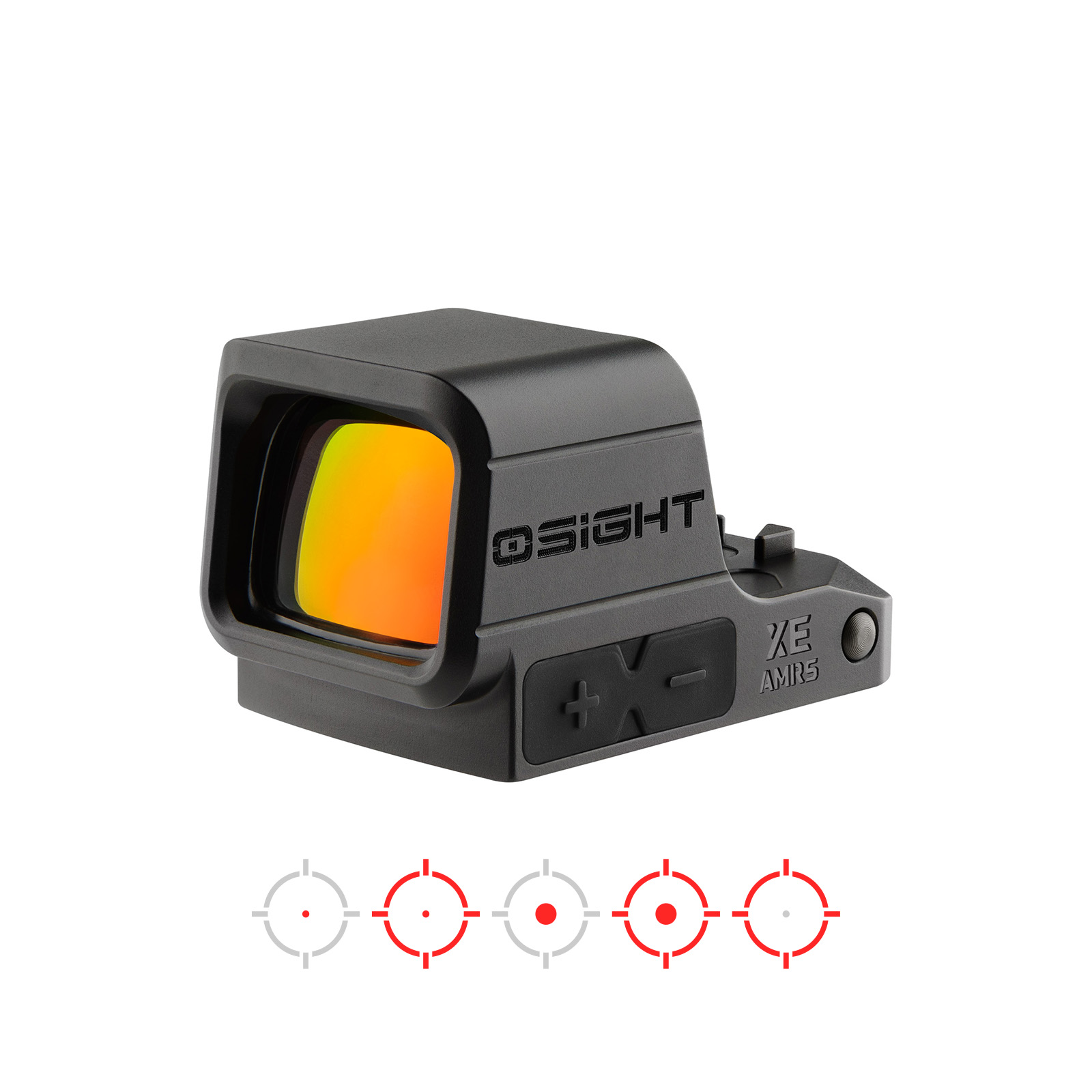 Osight XE black micro red dot sight with multi-reticle options for enhanced aiming.
